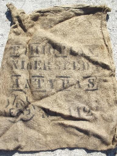 photo of lot old heavy burlap sacks, primitive vintage grain bags from Africa #2