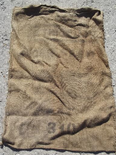 photo of lot old heavy burlap sacks, primitive vintage grain bags from Africa #3