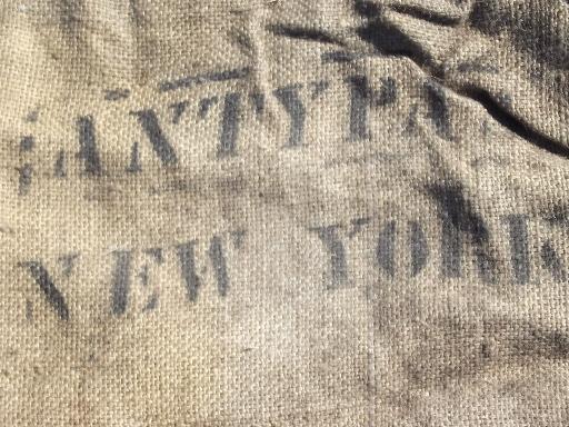 photo of lot old heavy burlap sacks, primitive vintage grain bags from Africa #4