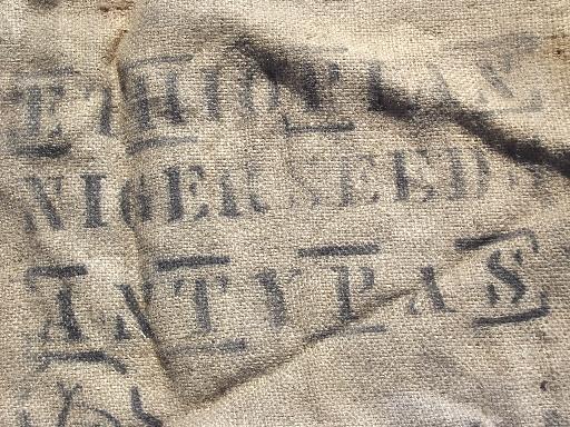 photo of lot old heavy burlap sacks, primitive vintage grain bags from Africa #5