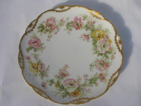 photo of lot old painted china plates w/ roses, antique vintage Bavaria, Limoges etc. #4