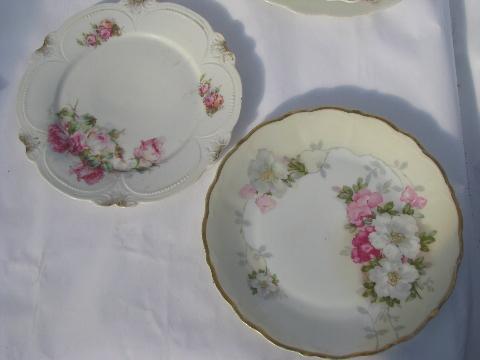 photo of lot old painted china plates w/ roses, antique vintage Bavaria, Limoges etc. #5