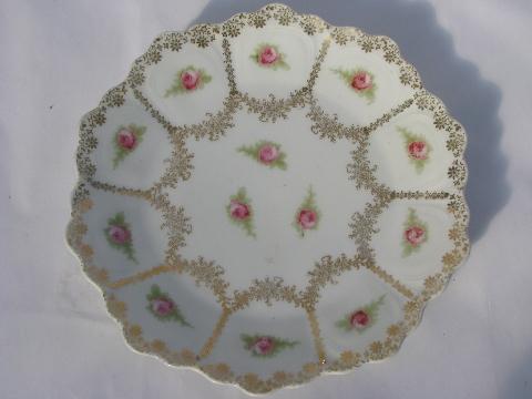 photo of lot old painted china plates w/ roses, antique vintage Bavaria, Limoges etc. #6