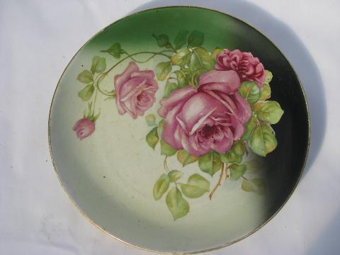 photo of lot old painted china plates w/ roses, antique vintage Bavaria, Limoges etc. #8