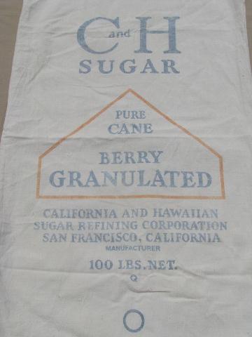 photo of lot old print graphics cotton feedsacks, vintage Hershey sugar sacks #4