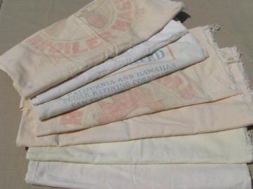 catalog photo of lot old print graphics cotton feedsacks, vintage Hershey sugar sacks