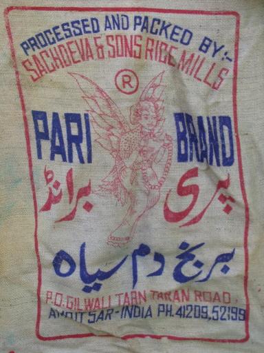 photo of lot old printed burlap grain sacks, big rice bags for wholesale cargo #2