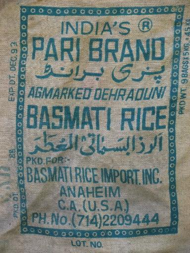 photo of lot old printed burlap grain sacks, big rice bags for wholesale cargo #3