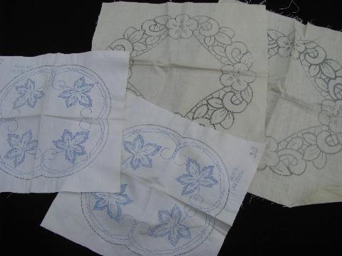 photo of lot old vintage antique linens stamped to embroider, linen towels etc. for needlework #7