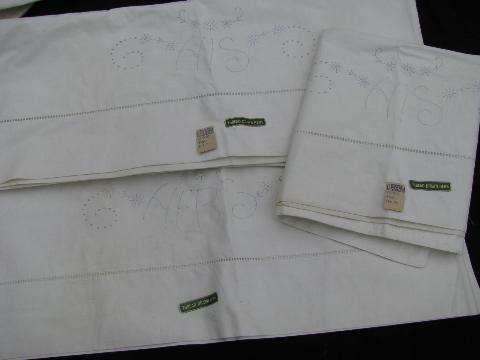 photo of lot old vintage antique linens stamped to embroider, linen towels etc. for needlework #9