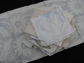 catalog photo of lot old vintage antique linens stamped to embroider, linen towels etc. for needlework