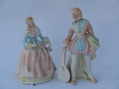 photo of lot old & vintage painted porcelain figures, china couple, shepherdess & ladies #2