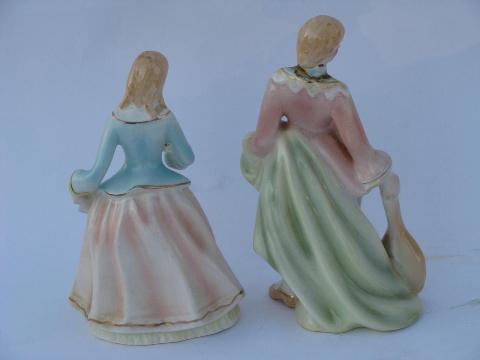 photo of lot old & vintage painted porcelain figures, china couple, shepherdess & ladies #3