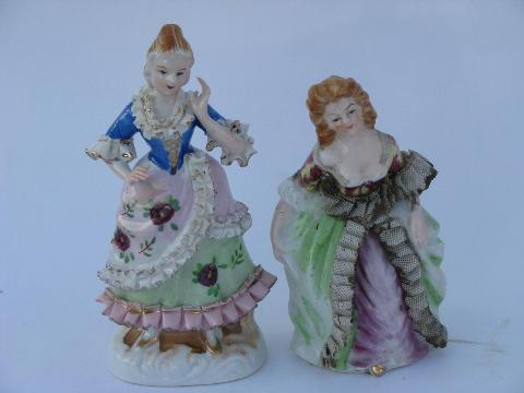 photo of lot old & vintage painted porcelain figures, china couple, shepherdess & ladies #6