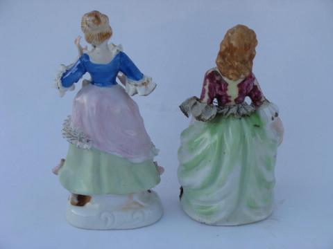 photo of lot old & vintage painted porcelain figures, china couple, shepherdess & ladies #7