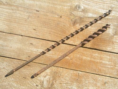 photo of lot old wood auger and adjustable bits for brace and hand drill Irwin/Greenlee+ #4