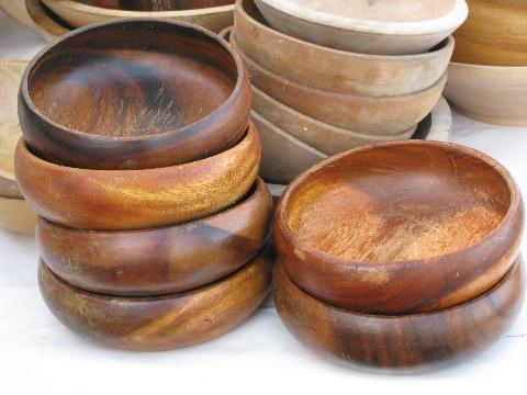 photo of lot old wooden ware, vintage wood bowls for painting, rosemaling #2