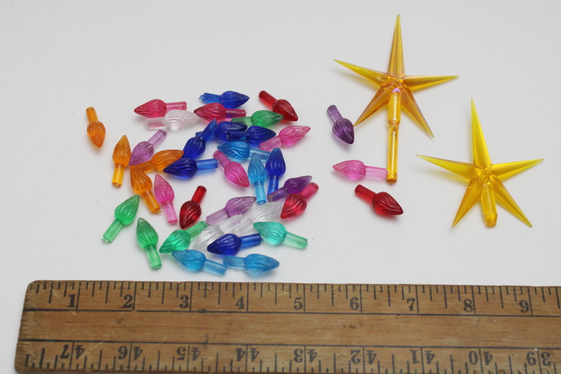 photo of lot plastic Christmas tree light bulb pegs & stars, replacement parts for ceramic trees  #1