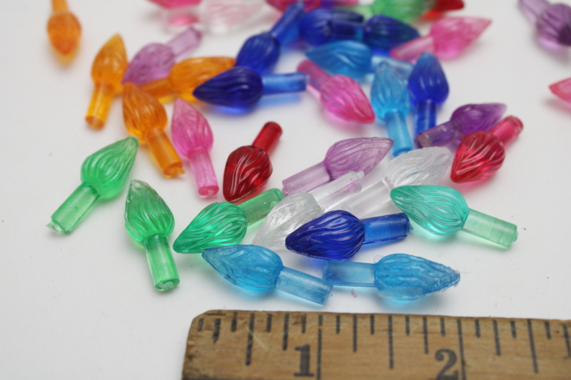 photo of lot plastic Christmas tree light bulb pegs & stars, replacement parts for ceramic trees  #2