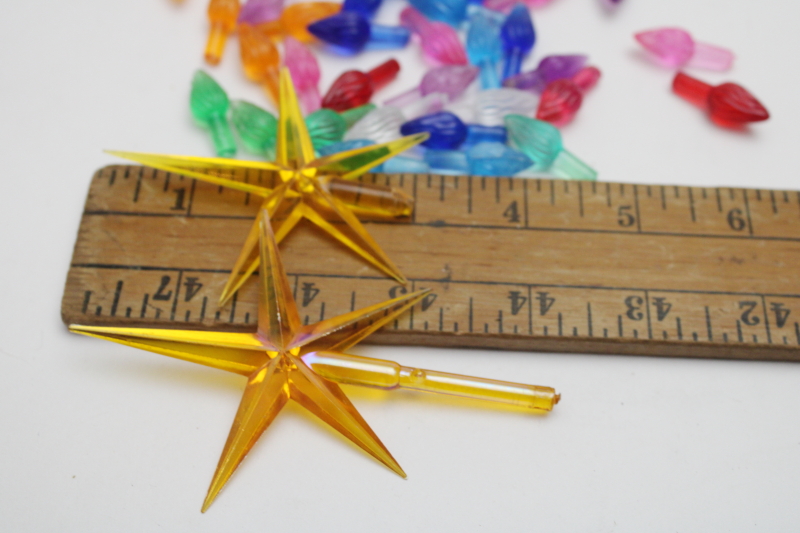 photo of lot plastic Christmas tree light bulb pegs & stars, replacement parts for ceramic trees  #3