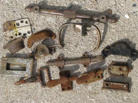 photo of lot primitive antique & vintage hardware, hooks, pulls, latches, handles etc. #5