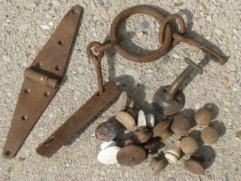 photo of lot primitive antique & vintage hardware, hooks, pulls, latches, handles etc. #6
