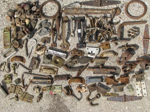 photo of lot primitive antique & vintage hardware, hooks, pulls, latches, handles etc. #1