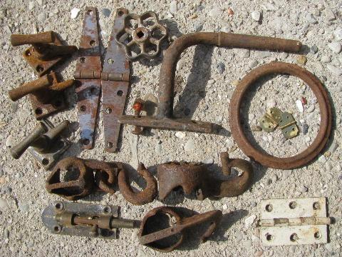 photo of lot primitive antique & vintage hardware, hooks, pulls, latches, handles etc. #2