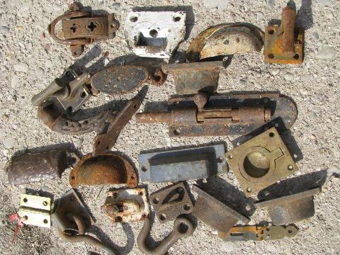 photo of lot primitive antique & vintage hardware, hooks, pulls, latches, handles etc. #5