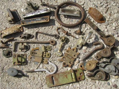 photo of lot primitive antique & vintage hardware, hooks, pulls, latches, handles etc. #6