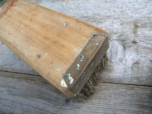 photo of lot primitive old natural bristle brushes wallpaper paste w/brass ends #4