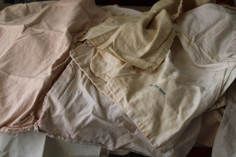 photo of lot primitive vintage unbleached cotton feed flour sugar sacks, sack fabric #1