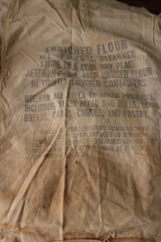 photo of lot primitive vintage unbleached cotton feed flour sugar sacks, sack fabric #7