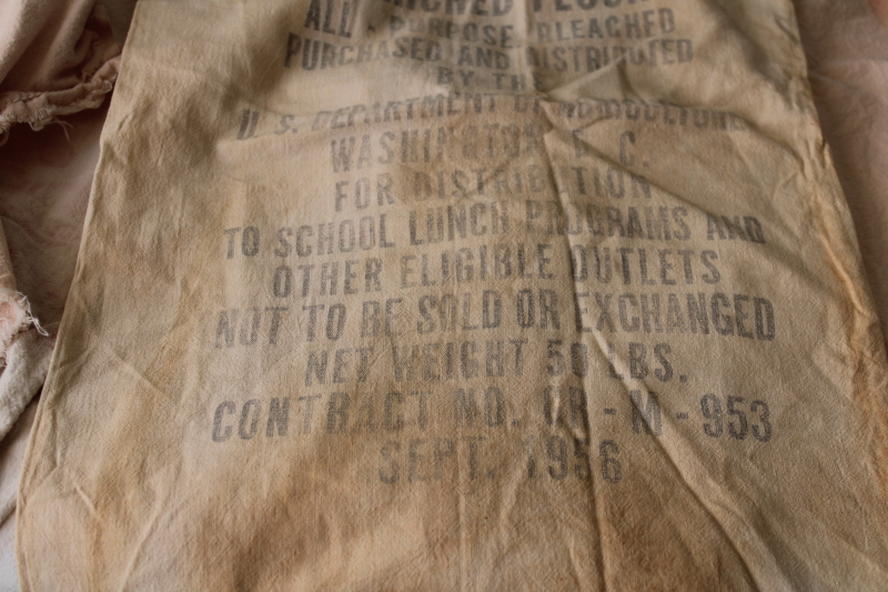 photo of lot primitive vintage unbleached cotton feed flour sugar sacks, sack fabric #8