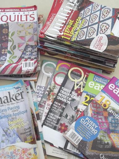 photo of lot quilt pattern & quilting magazines, 30+ back issues assorted titles #1