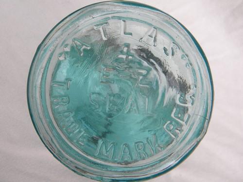 photo of lot rare early antique Atlas fruit jars wrinkled blue glass w/ bubbles #5