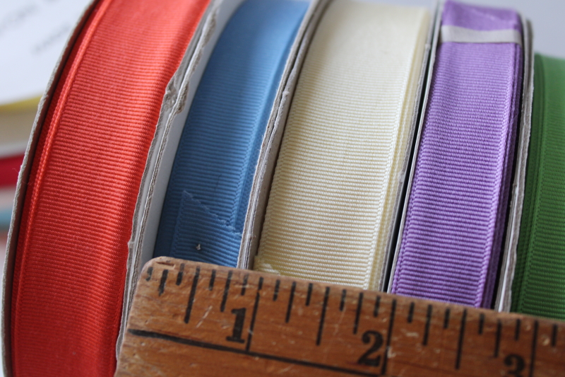 photo of lot rayon cotton grosgrain ribbon 50 yard rolls rainbow of colors for crafts, sewing, package ties  #2