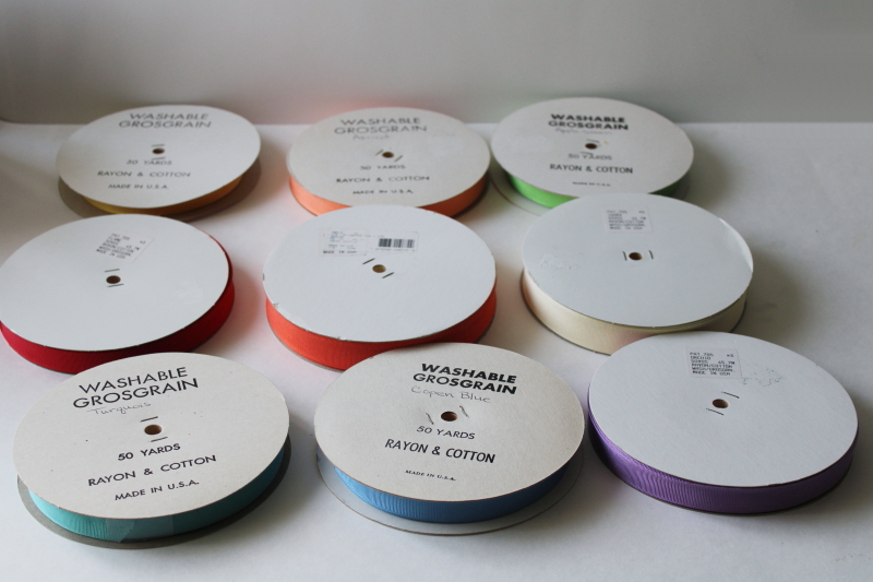 photo of lot rayon cotton grosgrain ribbon 50 yard rolls rainbow of colors for crafts, sewing, package ties  #3