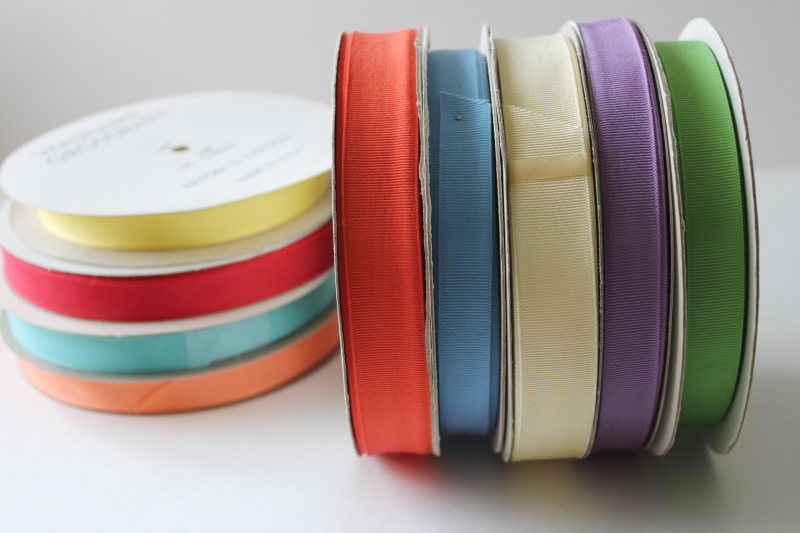 photo of lot rayon cotton grosgrain ribbon 50 yard rolls rainbow of colors for crafts, sewing, package ties  #9