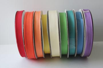 catalog photo of lot rayon cotton grosgrain ribbon 50 yard rolls rainbow of colors for crafts, sewing, package ties 