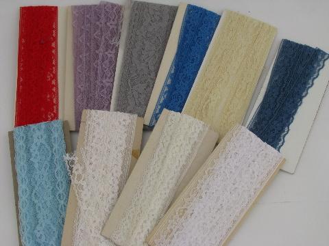 photo of lot rayon ribbon and lace insertion seam tape binding, vintage sewing trim #2