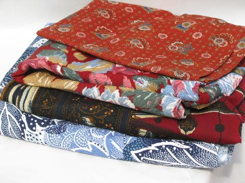 photo of lot retro boho vintage cotton fabric, batik print, ethnic prints indian paisley #1