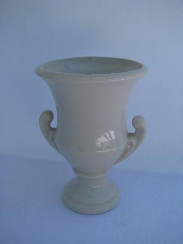 photo of lot retro matte white pottery planters & vases, vintage McCoy Floraline #4