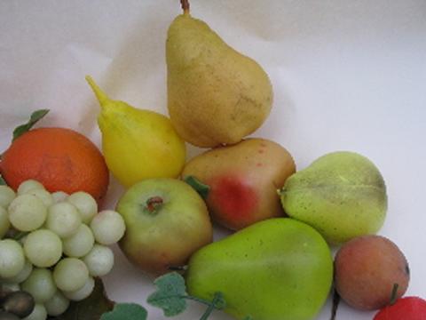 photo of lot retro plastic imitation fruit, faux grapes, peaches, wreath plums & apples etc. #2