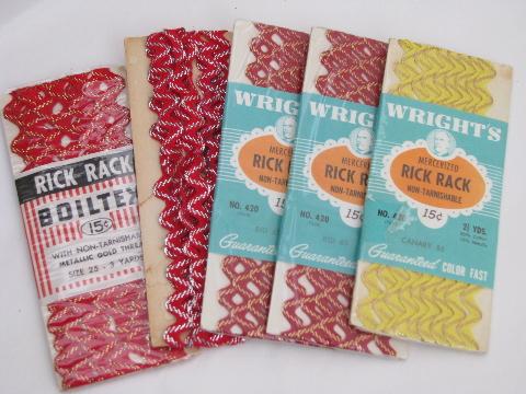 photo of lot retro vintage colors rick-rack sewing trim w/ gold & silver #2