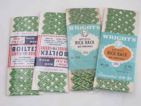 photo of lot retro vintage colors rick-rack sewing trim w/ gold & silver #3