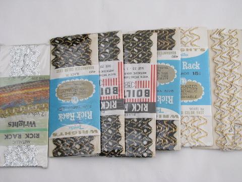 photo of lot retro vintage colors rick-rack sewing trim w/ gold & silver #6