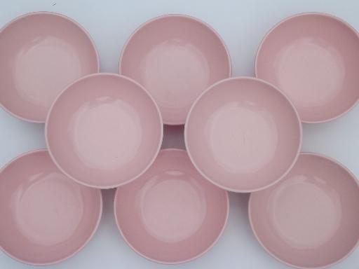 photo of lot retro vintage melmac bowls in chocolate brown, white, pink & blue  #14