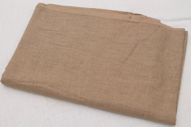 photo of lot rough linen weave fabric, natural flax brown & black cotton / ramie material #2