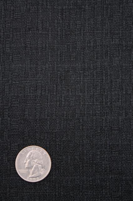 photo of lot rough linen weave fabric, natural flax brown & black cotton / ramie material #5